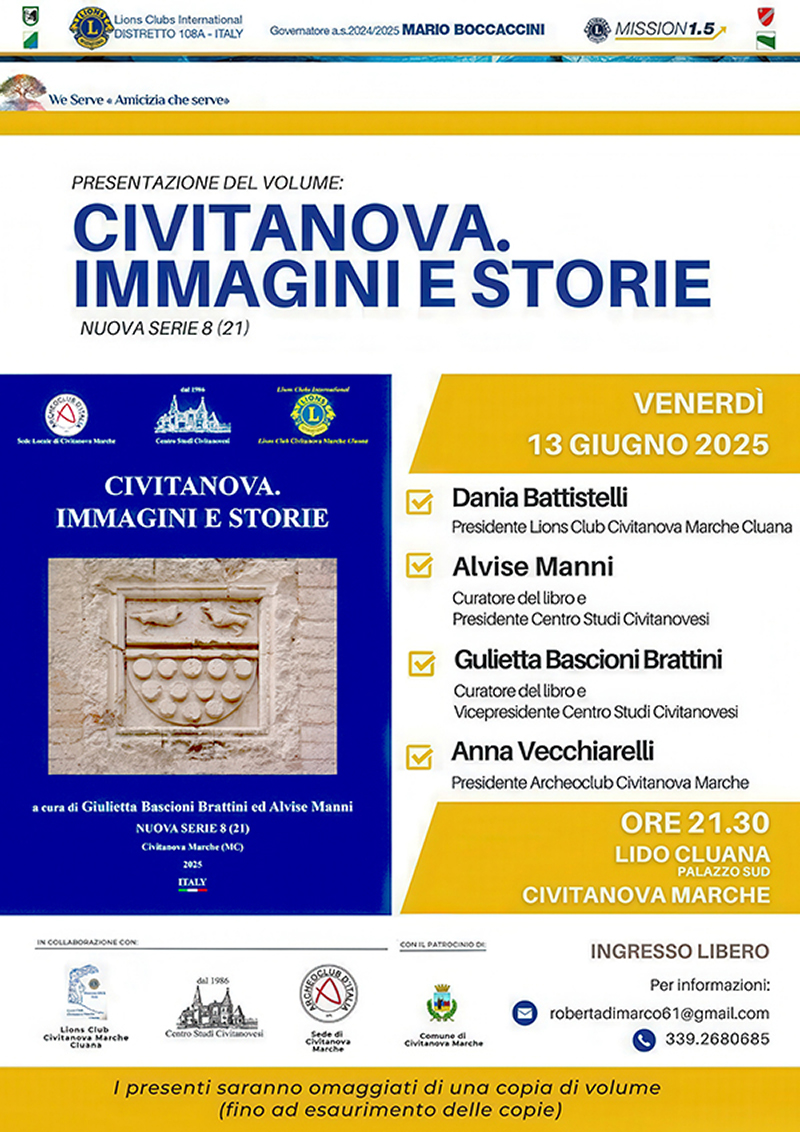 Presentazione del 21esimo volume della pubblicazione Civitanova. Immagini e Storie - Civitanova Marche - Lido Cluana - 12 giugno 2025 alle ore 21.30